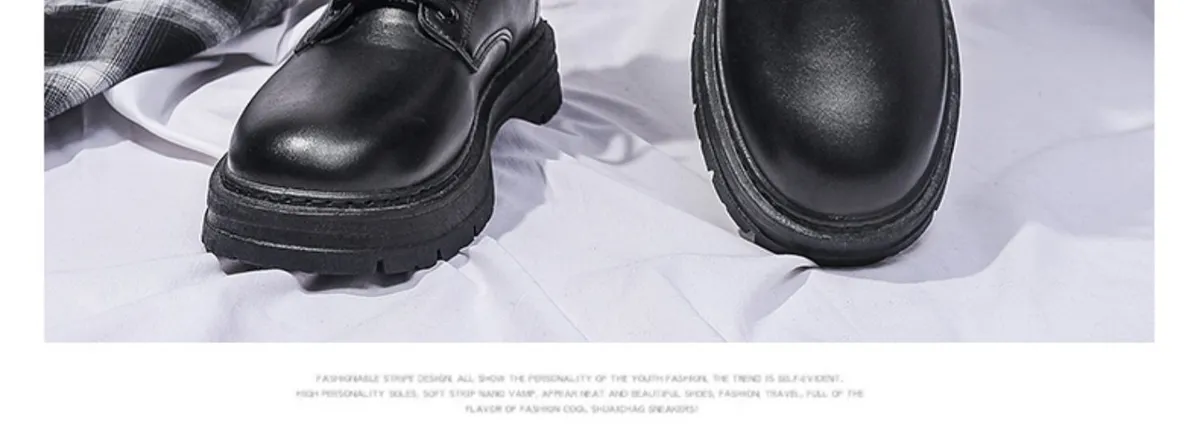 Men's Casual Leather Dress Shoes - New Business Style, British Design, Youth Platform, All-Match Trendy Footwear for Students and Professionals showcase 9