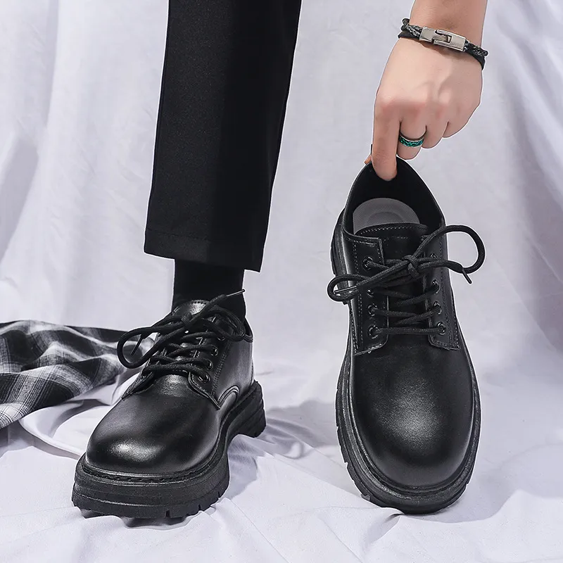 Men's Casual Leather Dress Shoes - New Business Style, British Design, Youth Platform, All-Match Trendy Footwear for Students and Professionals thumbnail 2