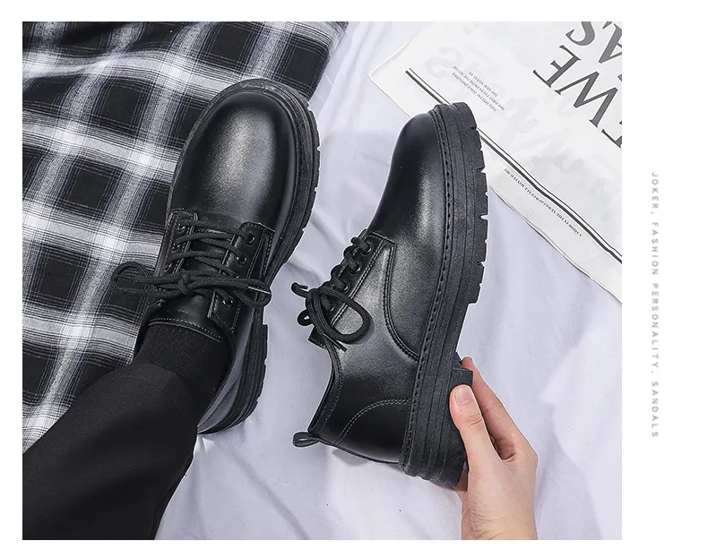 Men's Casual Leather Dress Shoes - New Business Style, British Design, Youth Platform, All-Match Trendy Footwear for Students and Professionals showcase 10