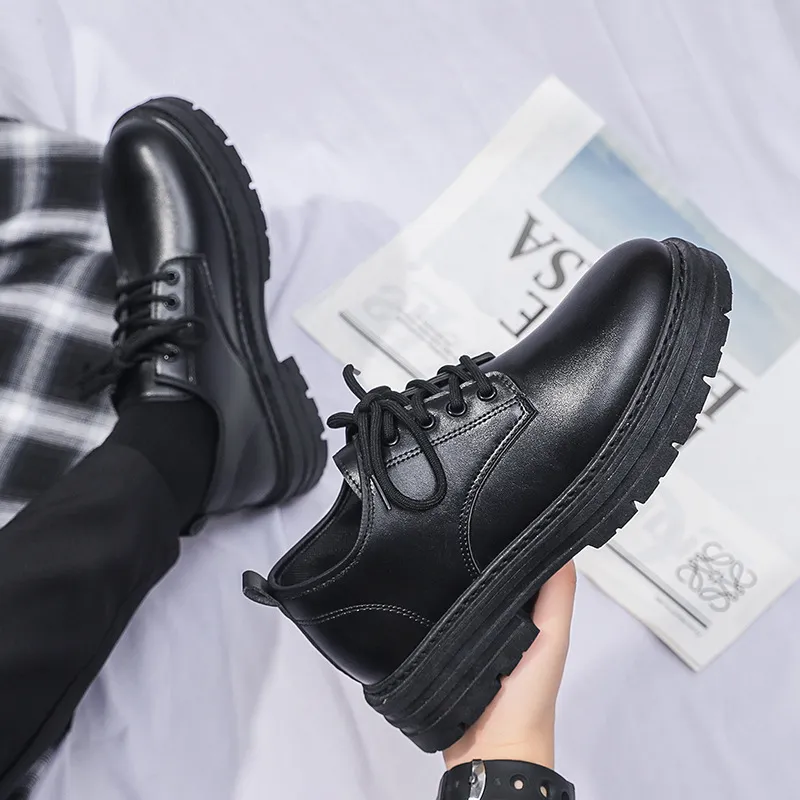 Men's Casual Leather Dress Shoes - New Business Style, British Design, Youth Platform, All-Match Trendy Footwear for Students and Professionals thumbnail 4