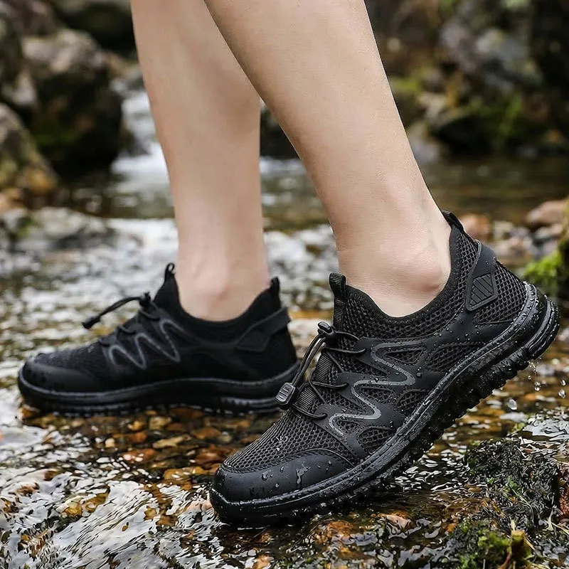 Men's Outdoor Hollow Mesh Shoes Lightweight Casual Flat Sneakers Breathable Water Shoes for Hiking, Trekking, and Water Sports showcase 7