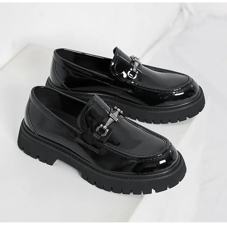 Men's Leather Loafers Thick Sole Height Increasing Big Toe Shoes | Patent Leather Casual Trendy Stylist Footwear 2025 showcase 2