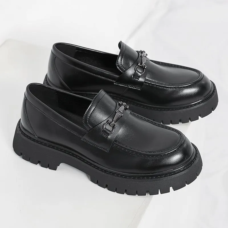 Men's Leather Loafers Thick Sole Height Increasing Big Toe Shoes | Patent Leather Casual Trendy Stylist Footwear 2025 thumbnail 5