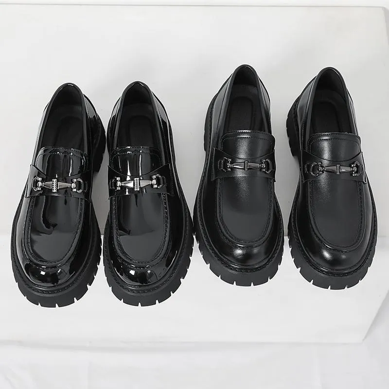 Men's Leather Loafers Thick Sole Height Increasing Big Toe Shoes | Patent Leather Casual Trendy Stylist Footwear 2025 thumbnail 4