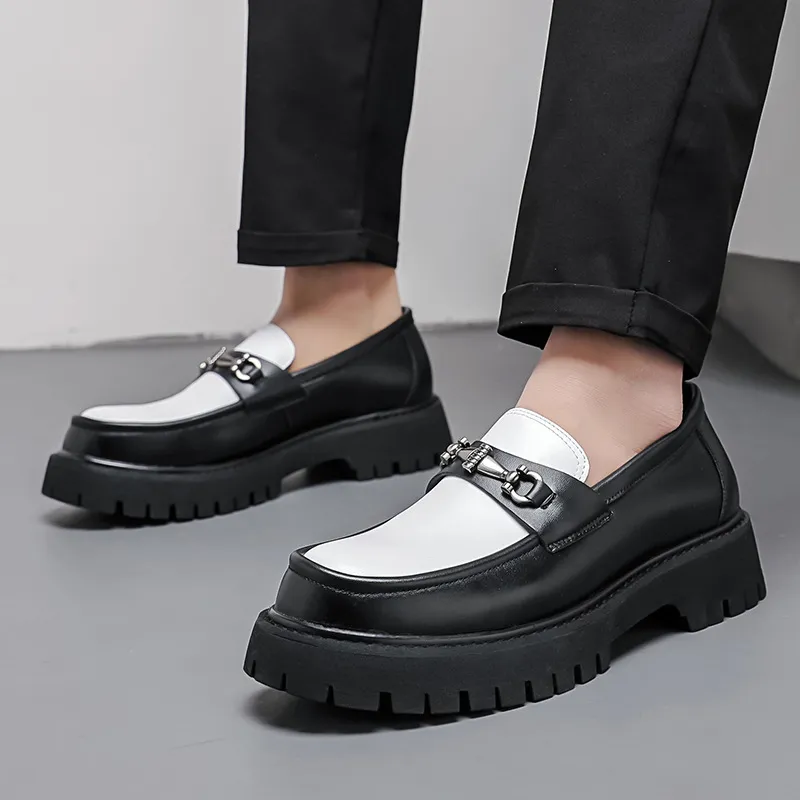 Men's Leather Loafers Thick Sole Height Increasing Big Toe Shoes | Patent Leather Casual Trendy Stylist Footwear 2025 thumbnail 6