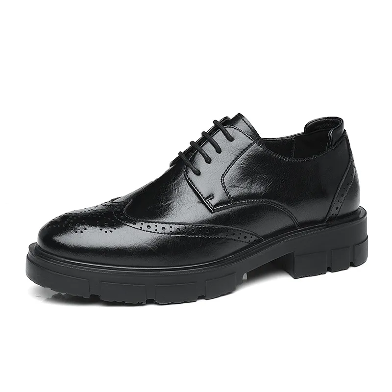 Men's Height Increasing Leather Dress Shoes - 10cm/8cm Elevator Shoes for Business, Casual, Wedding, Groom - Vintage British Style Trendy Footwear thumbnail 5