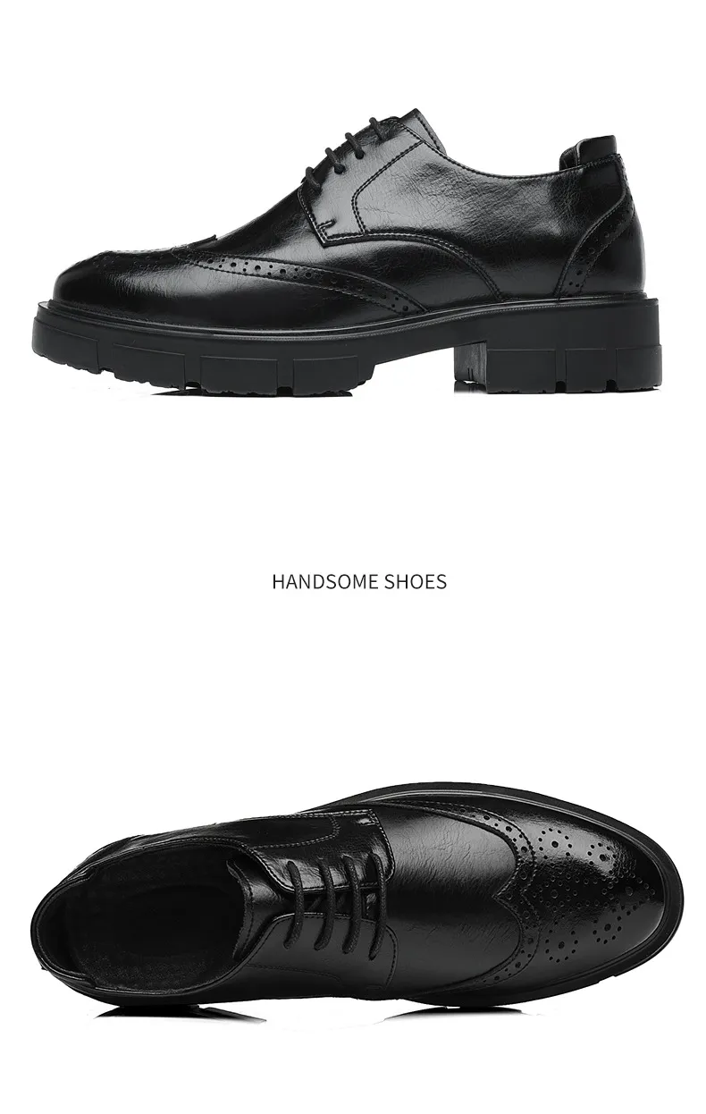 Men's Height Increasing Leather Dress Shoes - 10cm/8cm Elevator Shoes for Business, Casual, Wedding, Groom - Vintage British Style Trendy Footwear showcase 14