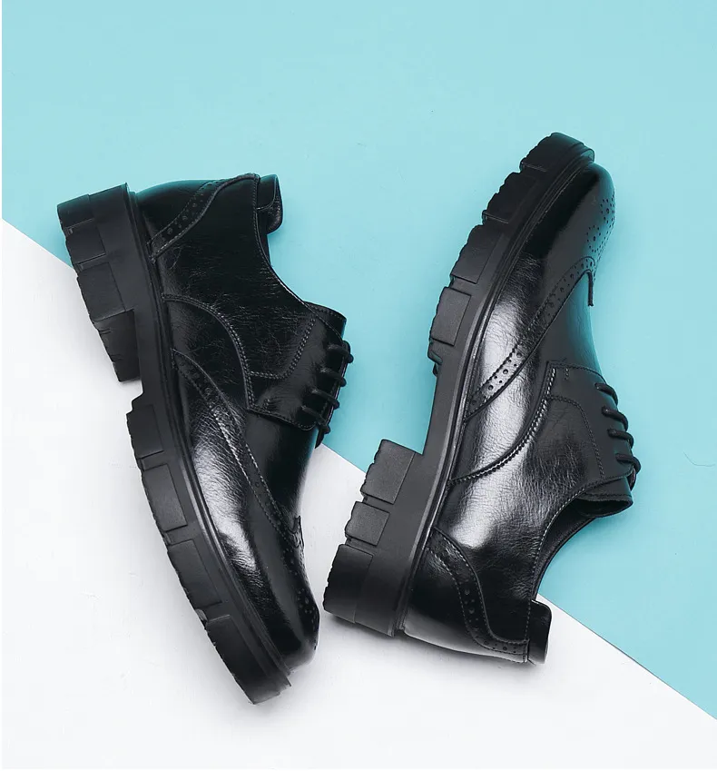 Men's Height Increasing Leather Dress Shoes - 10cm/8cm Elevator Shoes for Business, Casual, Wedding, Groom - Vintage British Style Trendy Footwear showcase 10