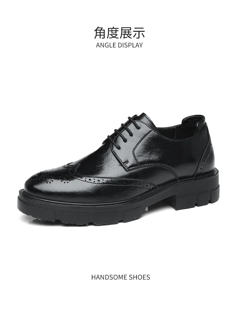 Men's Height Increasing Leather Dress Shoes - 10cm/8cm Elevator Shoes for Business, Casual, Wedding, Groom - Vintage British Style Trendy Footwear showcase 13