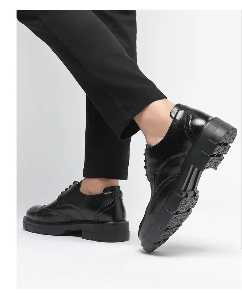 Men's Height Increasing Leather Dress Shoes - 10cm/8cm Elevator Shoes for Business, Casual, Wedding, Groom - Vintage British Style Trendy Footwear showcase 12