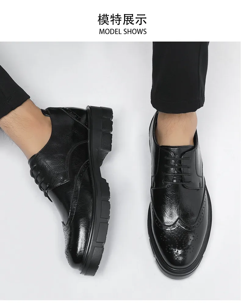 Men's Height Increasing Leather Dress Shoes - 10cm/8cm Elevator Shoes for Business, Casual, Wedding, Groom - Vintage British Style Trendy Footwear showcase 11