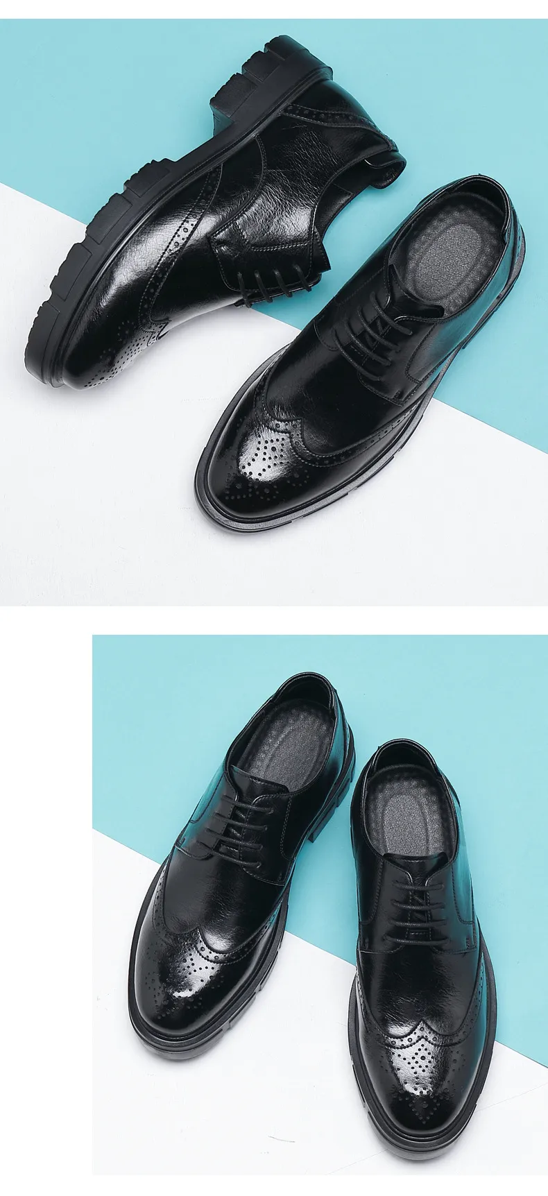 Men's Height Increasing Leather Dress Shoes - 10cm/8cm Elevator Shoes for Business, Casual, Wedding, Groom - Vintage British Style Trendy Footwear showcase 9