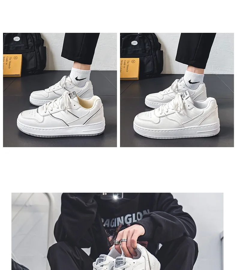 Men's White Sneakers Winter Breathable Trendy Versatile High-End Casual Sports Shoes | Comfortable Walking, Running, Everyday Use showcase 1