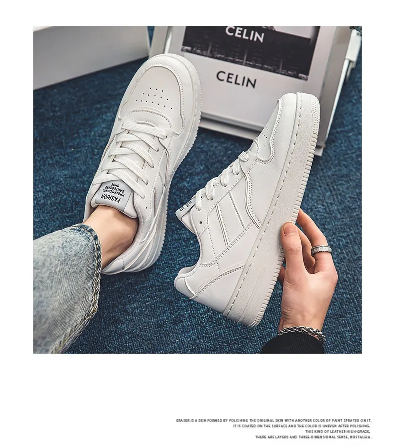 Men's White Sneakers Winter Breathable Trendy Versatile High-End Casual Sports Shoes | Comfortable Walking, Running, Everyday Use showcase 10