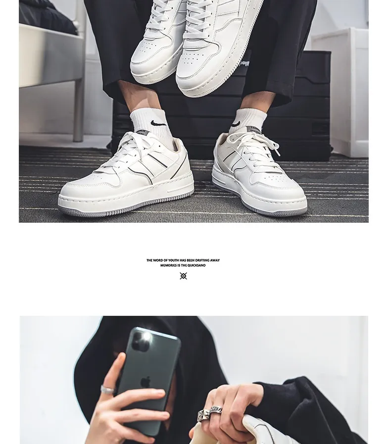 Men's White Sneakers Winter Breathable Trendy Versatile High-End Casual Sports Shoes | Comfortable Walking, Running, Everyday Use showcase 2