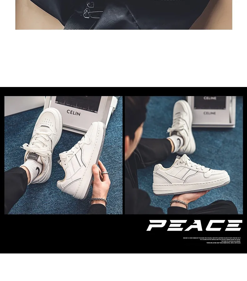 Men's White Sneakers Winter Breathable Trendy Versatile High-End Casual Sports Shoes | Comfortable Walking, Running, Everyday Use showcase 20