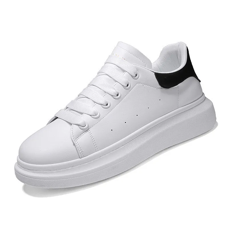 Men's Fashion Sneakers - McQueen Style Height Increasing Lightweight Casual White Shoes - Korean Couple Style Flat Heel Trainers thumbnail 5