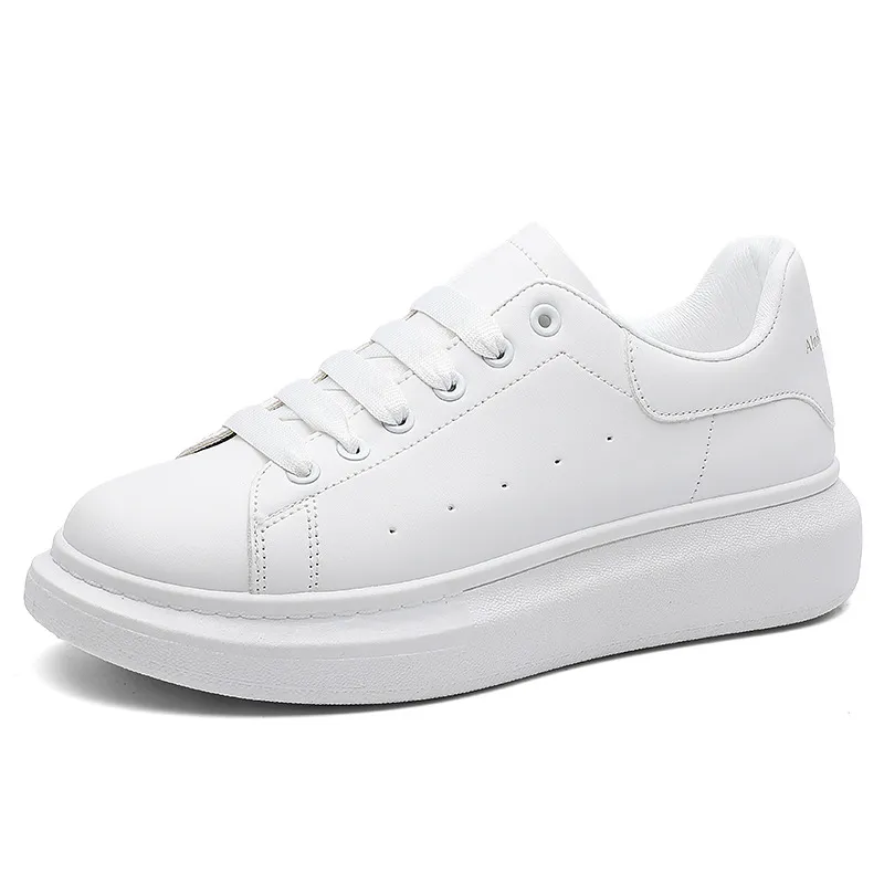 Men's Fashion Sneakers - McQueen Style Height Increasing Lightweight Casual White Shoes - Korean Couple Style Flat Heel Trainers thumbnail 9