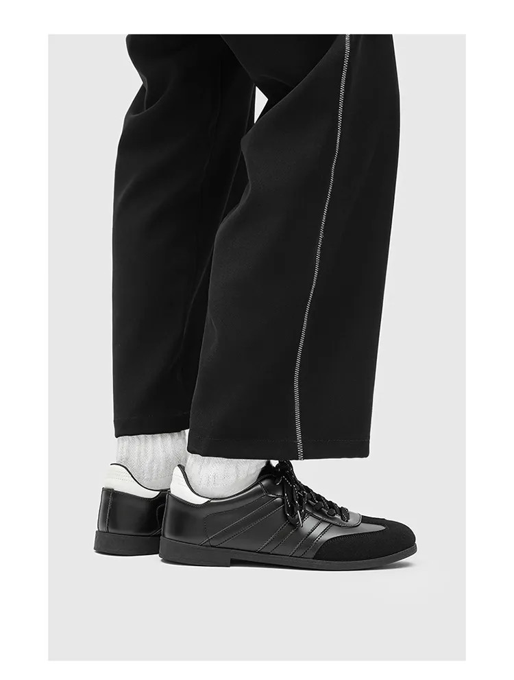 Men's & Women's Versatile Commuting Sneakers: Trendy Casual Round-Toe Leather Shoes, Black High-End British Derby Style Training Shoes for Everyday Wear showcase 13