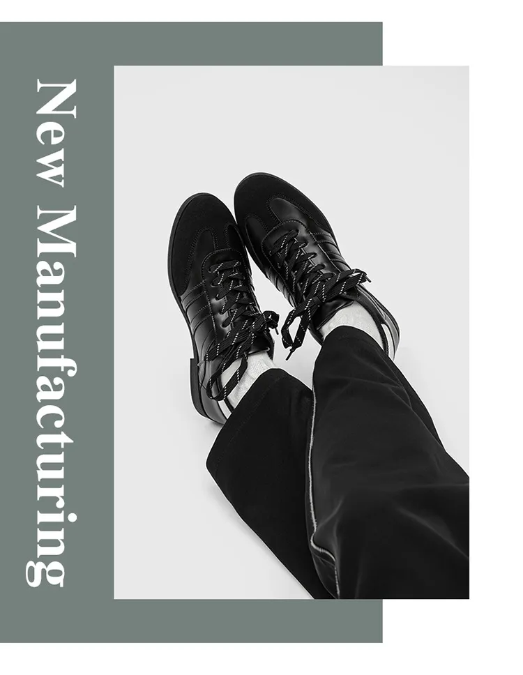 Men's & Women's Versatile Commuting Sneakers: Trendy Casual Round-Toe Leather Shoes, Black High-End British Derby Style Training Shoes for Everyday Wear showcase 12