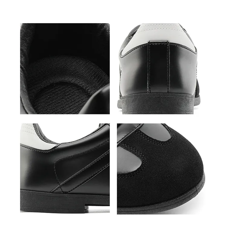 Men's & Women's Versatile Commuting Sneakers: Trendy Casual Round-Toe Leather Shoes, Black High-End British Derby Style Training Shoes for Everyday Wear showcase 3