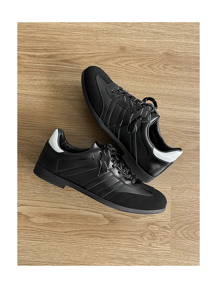 Men's & Women's Versatile Commuting Sneakers: Trendy Casual Round-Toe Leather Shoes, Black High-End British Derby Style Training Shoes for Everyday Wear showcase 5