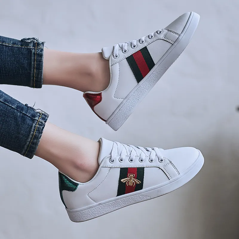 Men's and Women's White Sneakers with Embroidered Bee Design - Trendy Casual Shoes, High Quality, All-Match Style, European Fashion showcase 20