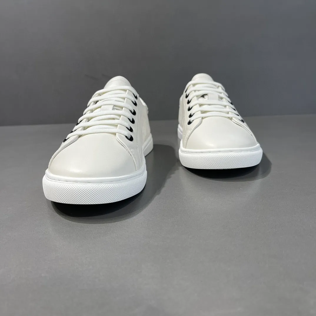 Men's White Leather Sneakers - European Style Trendy Casual Shoes for Boys & Young Adults - Versatile, Classy, Accessible Luxury thumbnail 2