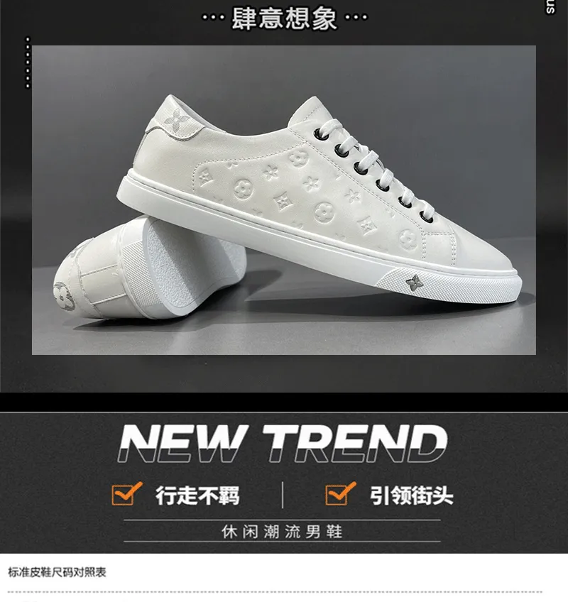 Men's White Leather Sneakers - European Style Trendy Casual Shoes for Boys & Young Adults - Versatile, Classy, Accessible Luxury showcase 4