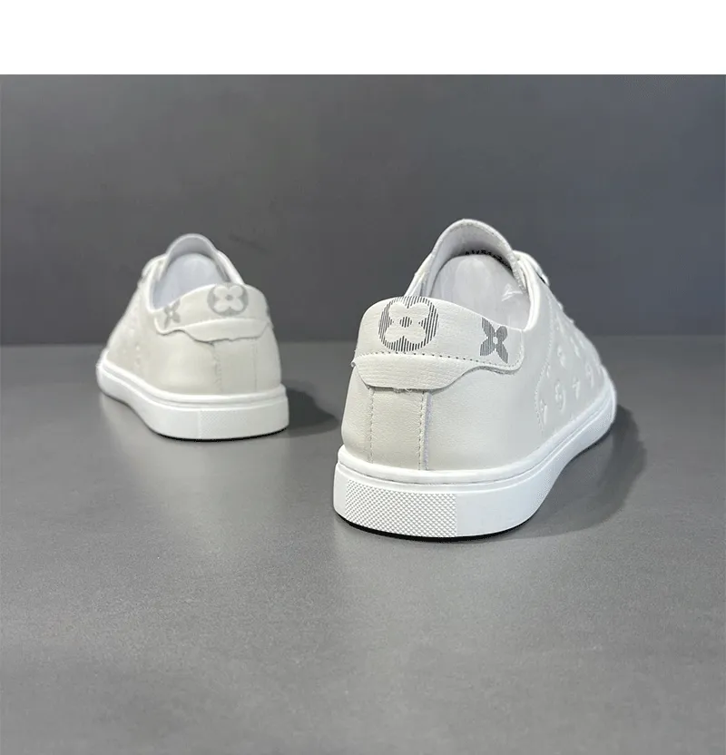 Men's White Leather Sneakers - European Style Trendy Casual Shoes for Boys & Young Adults - Versatile, Classy, Accessible Luxury showcase 15