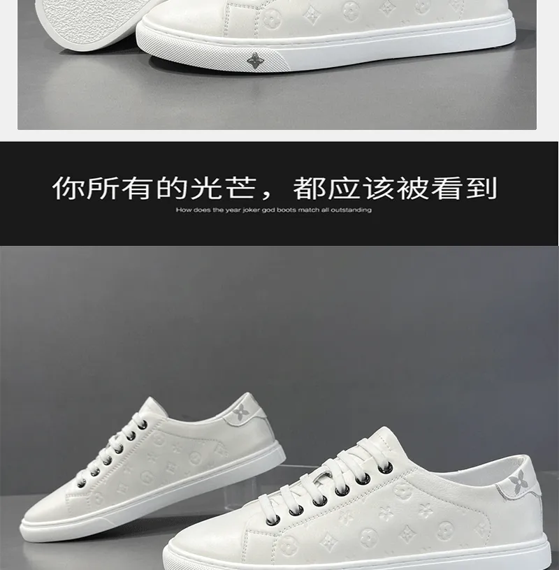 Men's White Leather Sneakers - European Style Trendy Casual Shoes for Boys & Young Adults - Versatile, Classy, Accessible Luxury showcase 10