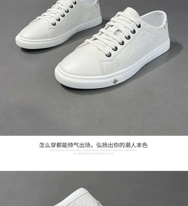 Men's White Leather Sneakers - European Style Trendy Casual Shoes for Boys & Young Adults - Versatile, Classy, Accessible Luxury showcase 13