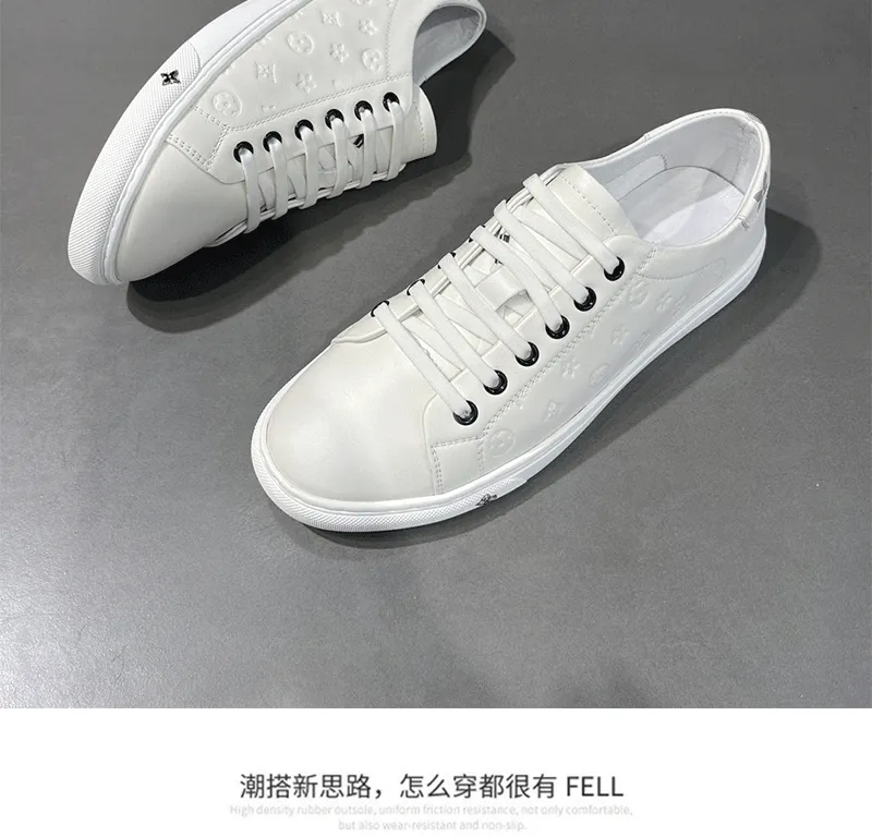 Men's White Leather Sneakers - European Style Trendy Casual Shoes for Boys & Young Adults - Versatile, Classy, Accessible Luxury showcase 14