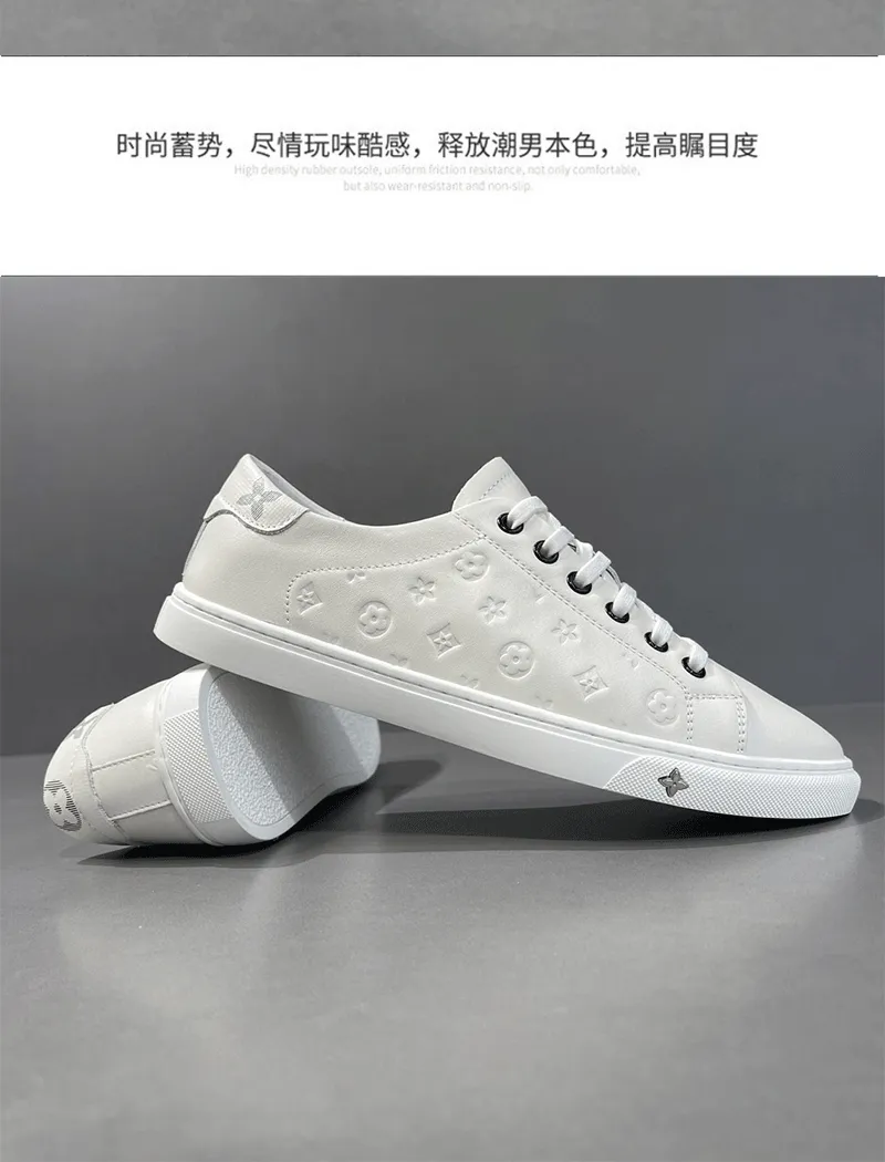 Men's White Leather Sneakers - European Style Trendy Casual Shoes for Boys & Young Adults - Versatile, Classy, Accessible Luxury showcase 16