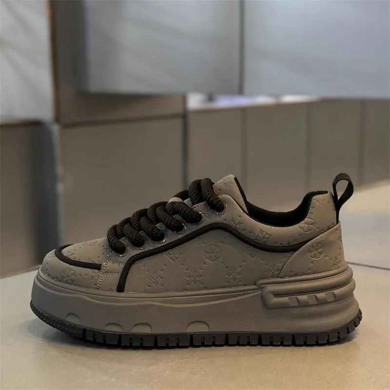 Men's Thick Sole Sneakers - Trendy Casual Light Luxury Height Increasing Sports White Shoes for Men thumbnail 2