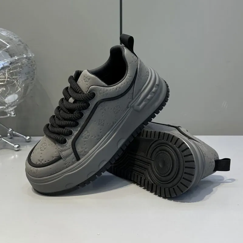 Men's Thick Sole Sneakers - Trendy Casual Light Luxury Height Increasing Sports White Shoes for Men showcase 15