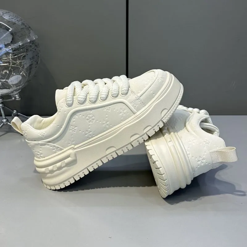 Men's Thick Sole Sneakers - Trendy Casual Light Luxury Height Increasing Sports White Shoes for Men showcase 14