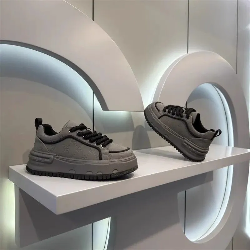 Men's Thick Sole Sneakers - Trendy Casual Light Luxury Height Increasing Sports White Shoes for Men thumbnail 7