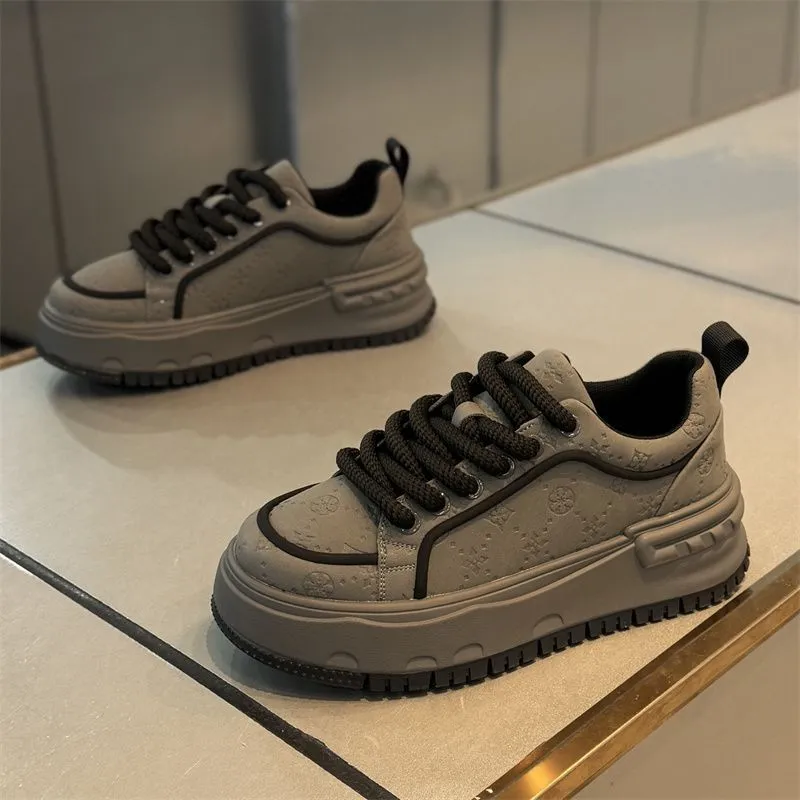 Men's Thick Sole Sneakers - Trendy Casual Light Luxury Height Increasing Sports White Shoes for Men showcase 5
