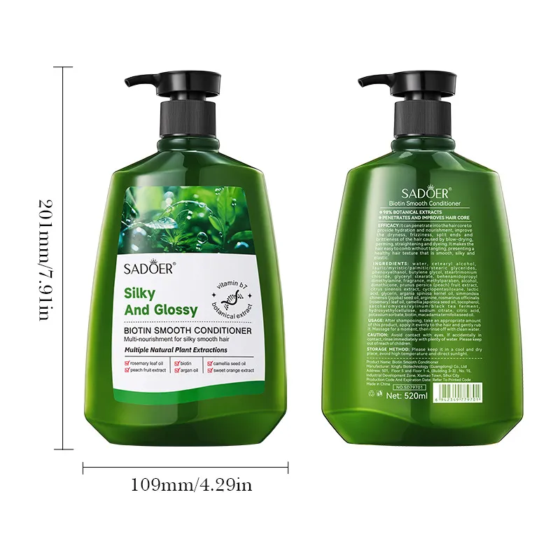 Biotin Smoothing Conditioner 520ml - Deep Moisturizing Treatment for Dry, Damaged Hair - Professional Salon Quality - Cross-Border Import thumbnail 5