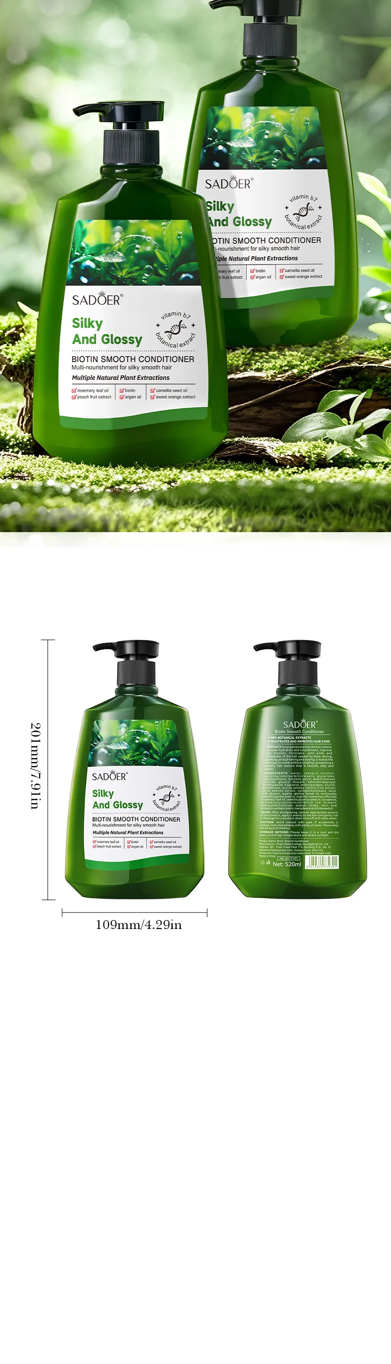 Biotin Smoothing Conditioner 520ml - Deep Moisturizing Treatment for Dry, Damaged Hair - Professional Salon Quality - Cross-Border Import showcase 10