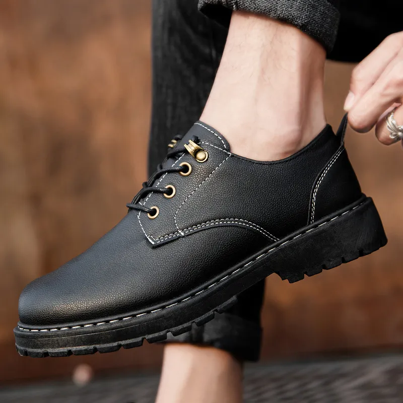 Men's Leather Work Shoes Non-Slip Waterproof Oil-Proof Chef Shoes Casual Kitchen Safety Footwear Martin Labor Protection Summer thumbnail 6