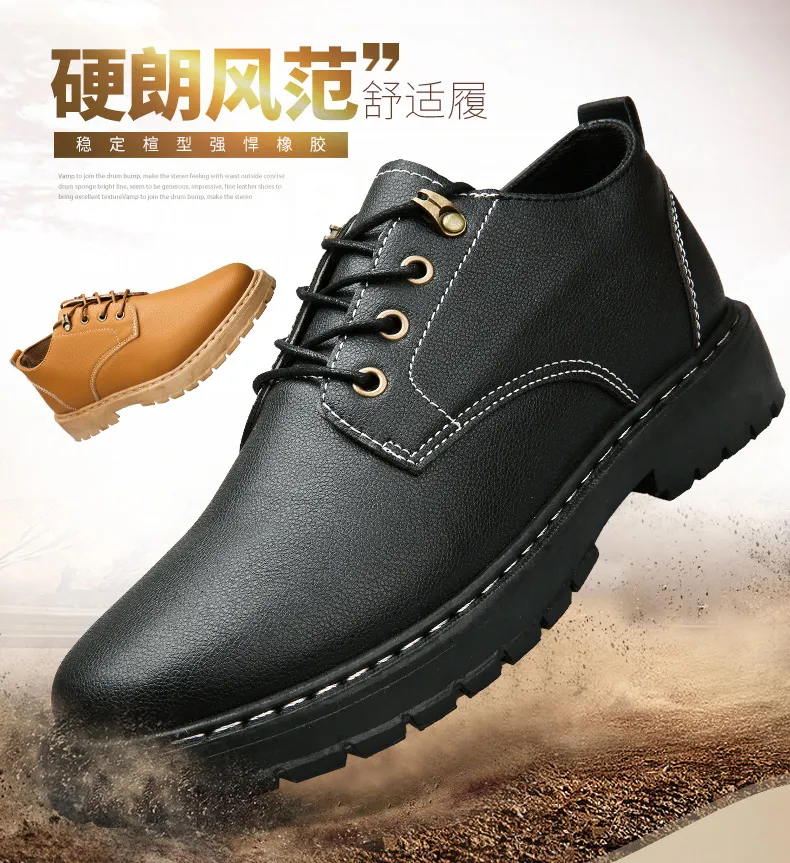 Men's Leather Work Shoes Non-Slip Waterproof Oil-Proof Chef Shoes Casual Kitchen Safety Footwear Martin Labor Protection Summer showcase 1