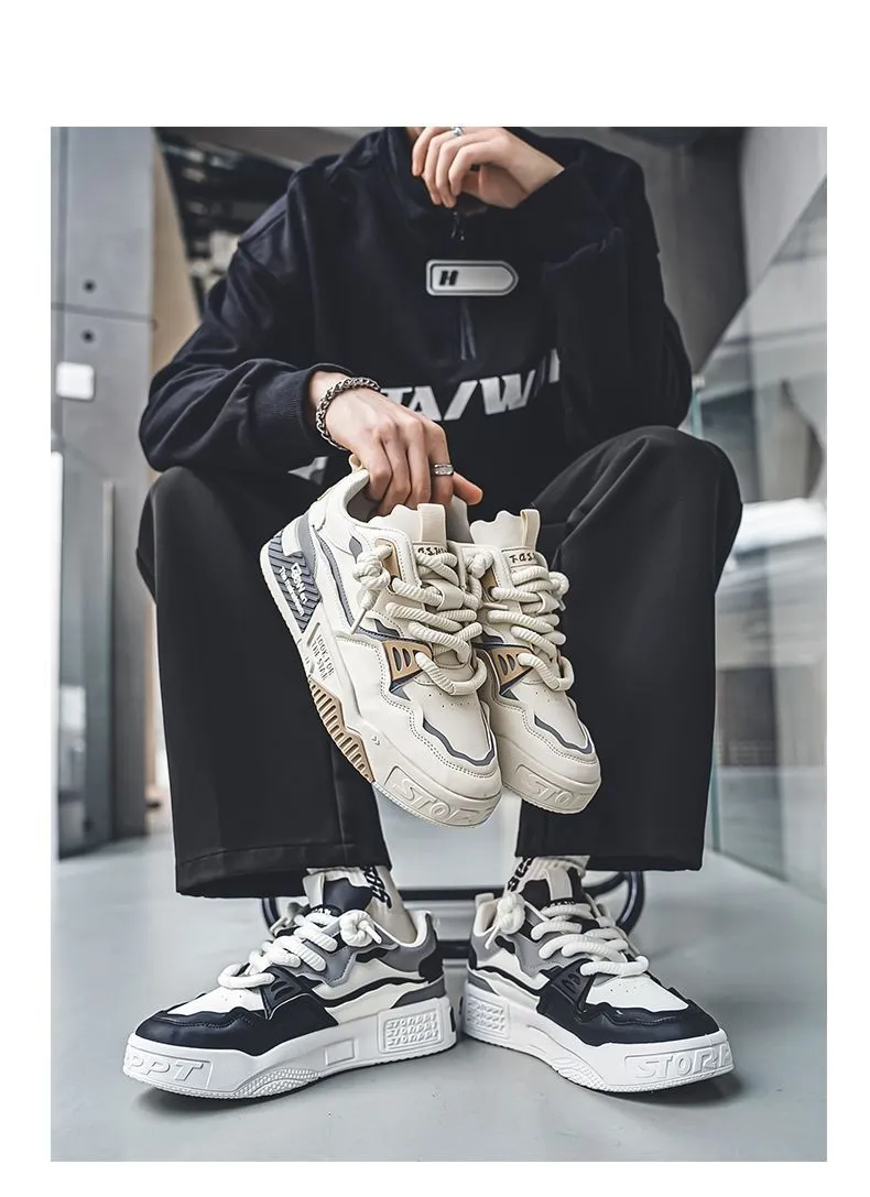 Men's Plus Size Leather Sneakers 2025 - Casual Sports Shoes with Thick Sole for Height Increase - Size 46 showcase 4