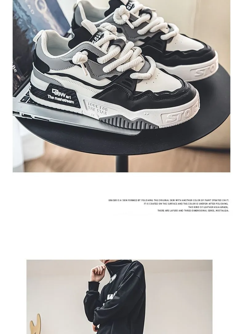 Men's Plus Size Leather Sneakers 2025 - Casual Sports Shoes with Thick Sole for Height Increase - Size 46 showcase 7