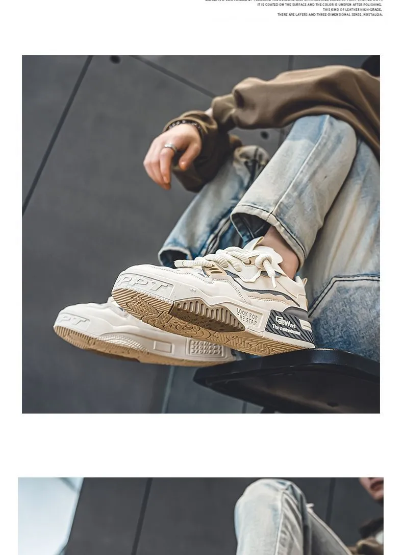 Men's Plus Size Leather Sneakers 2025 - Casual Sports Shoes with Thick Sole for Height Increase - Size 46 showcase 13