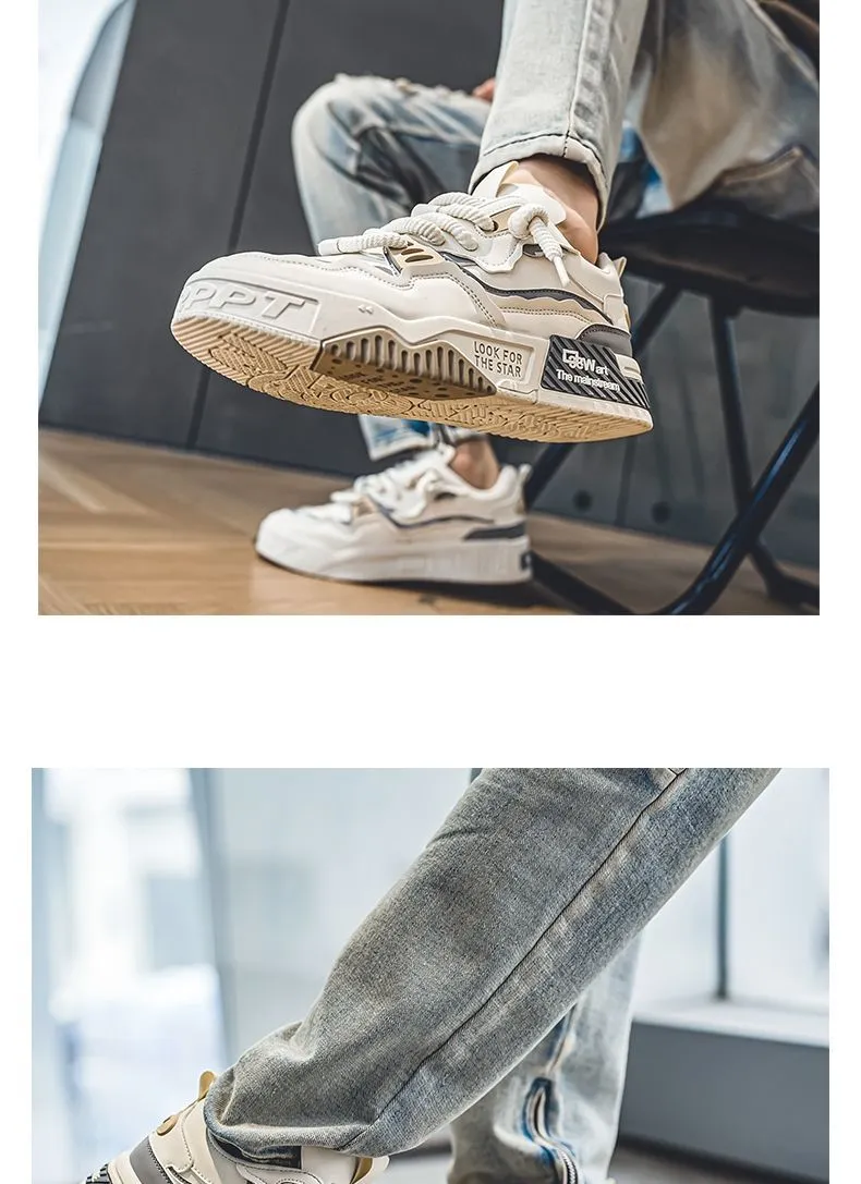 Men's Plus Size Leather Sneakers 2025 - Casual Sports Shoes with Thick Sole for Height Increase - Size 46 showcase 14