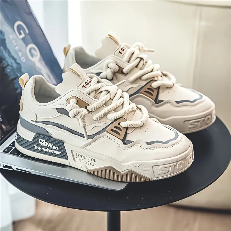 Men's Plus Size Leather Sneakers 2025 - Casual Sports Shoes with Thick Sole for Height Increase - Size 46 thumbnail 6