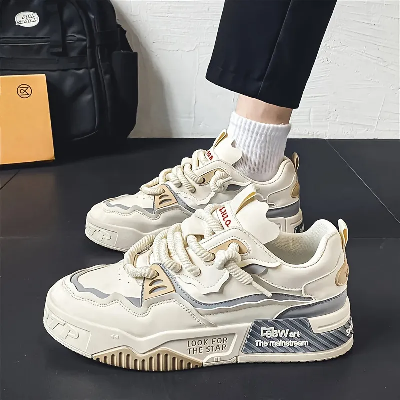 Men's Plus Size Leather Sneakers 2025 - Casual Sports Shoes with Thick Sole for Height Increase - Size 46 thumbnail 3
