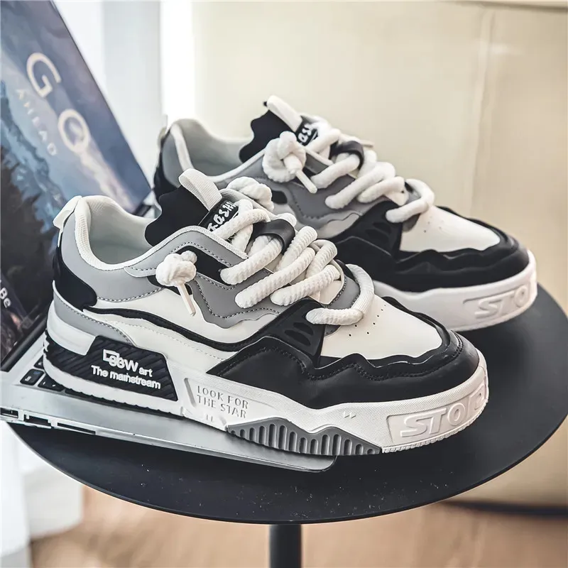 Men's Plus Size Leather Sneakers 2025 - Casual Sports Shoes with Thick Sole for Height Increase - Size 46 thumbnail 7